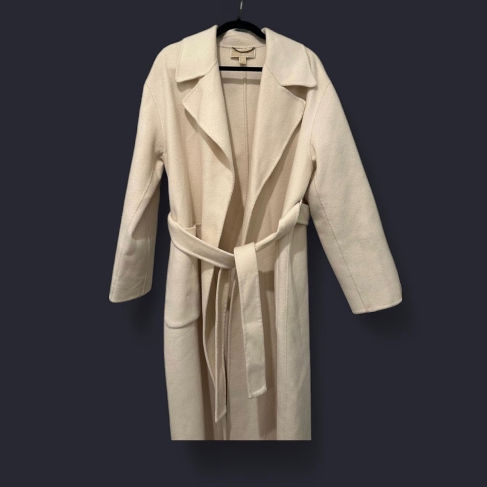 Women’s Michael Kors Cream Wool Belted Trench Coat